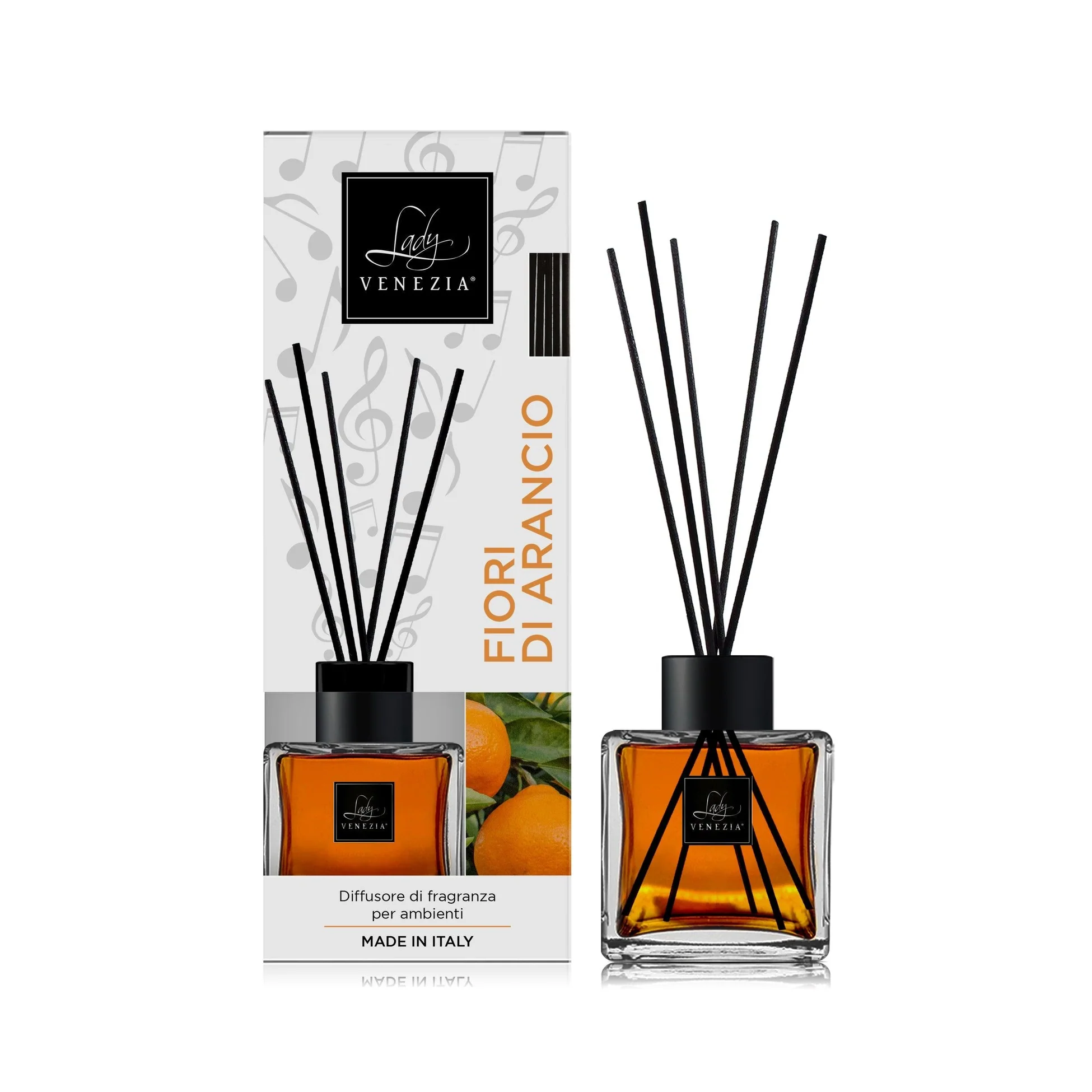 Difuzor mirisa Cube 100 ml sa Štapićima za dom, ured - Cvjetovi naranče