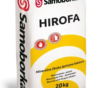 HIROFA mineralna završna zaštitno-dekorativna obrada vanjskih i unutarnjih zidova, prskane teksture, Bijele Boje, Zrno veličine do 1,25 mm - 1