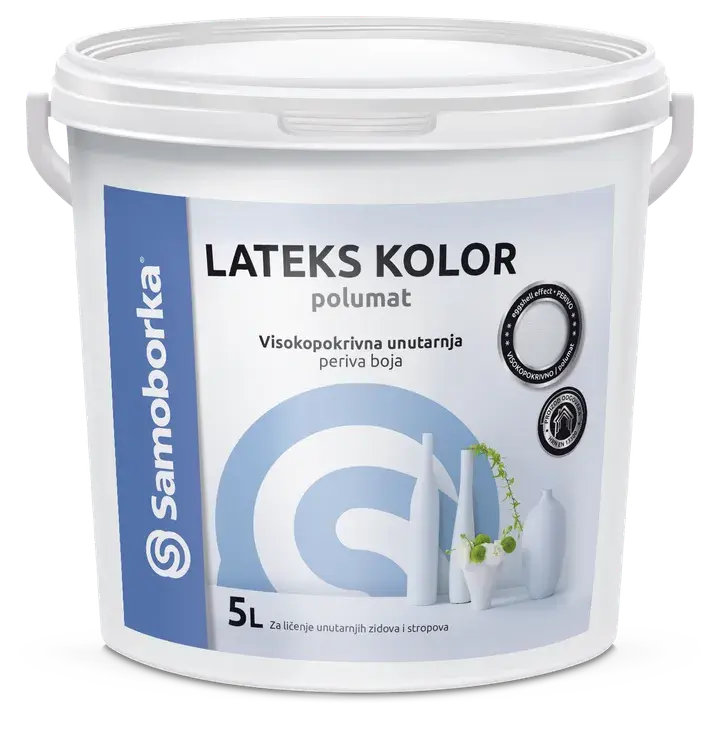 LATEKS KOLOR 5L 15L visokopokrivna unutarnja disperzijska boja, dječje sobe, blagavaonice, Škole, vrtići, bolnice (Copy) - 1