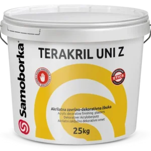 TERAKRIL UNI Z 25kg. Akrilatna Zaribana (rižasta, zrnata) završno dekorativna žbuka Bijele Boje - 1