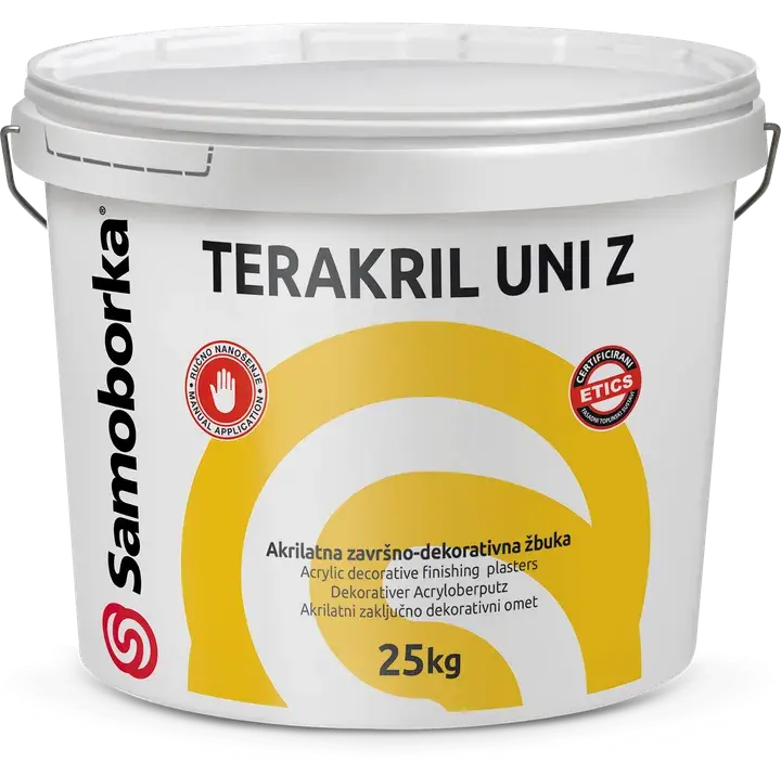 TERAKRIL UNI Z 25kg. Akrilatna Zaribana (rižasta, zrnata) završno dekorativna žbuka Bijele Boje - 1