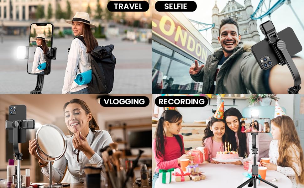 Selfie Štap / Tronožac, Produživi Selfie Štap s Bežičnim Daljinskim Upravljačem i Postolje Stativ, Prijenosni, 105 cm - 6