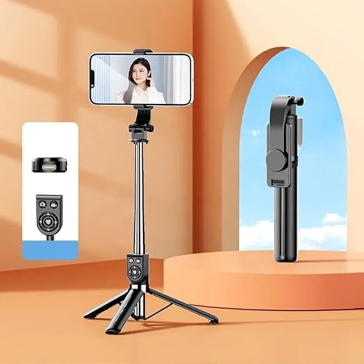 Selfie Štap / Tronožac, Produživi Selfie Štap s Bežičnim Daljinskim Upravljačem i Postolje Stativ, Prijenosni, 105 cm - 2