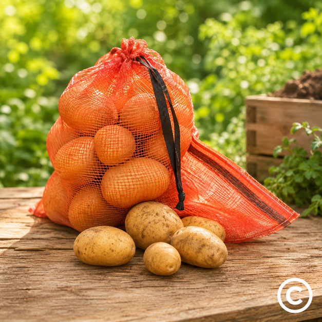 Vreća mrežasta pletena za krumpir, luk, jabuke, češnjak, orahe 5-10 kg 30x45cm Crvena - 1