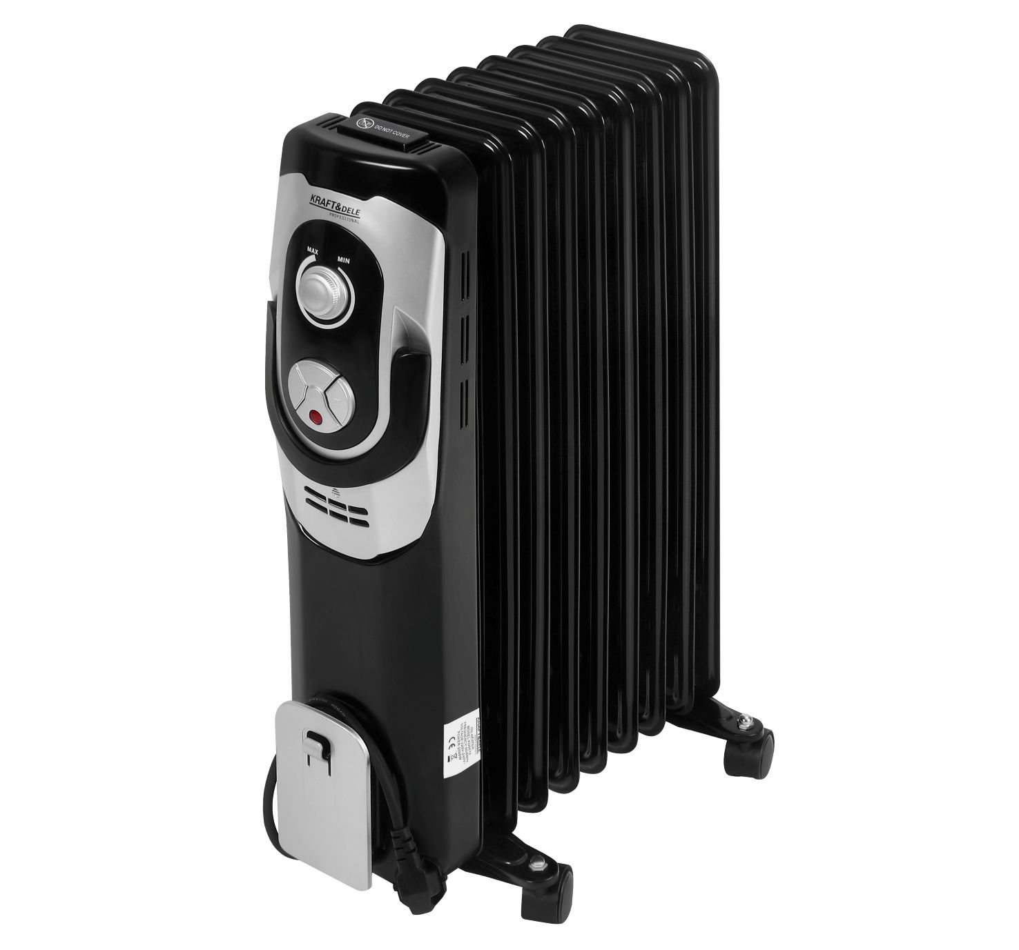 Uljni Radijator Električna grijalica s 3 stupnja grijanja 9 rebara 2000W KD6512 Crna KRAFT&DELE - 1
