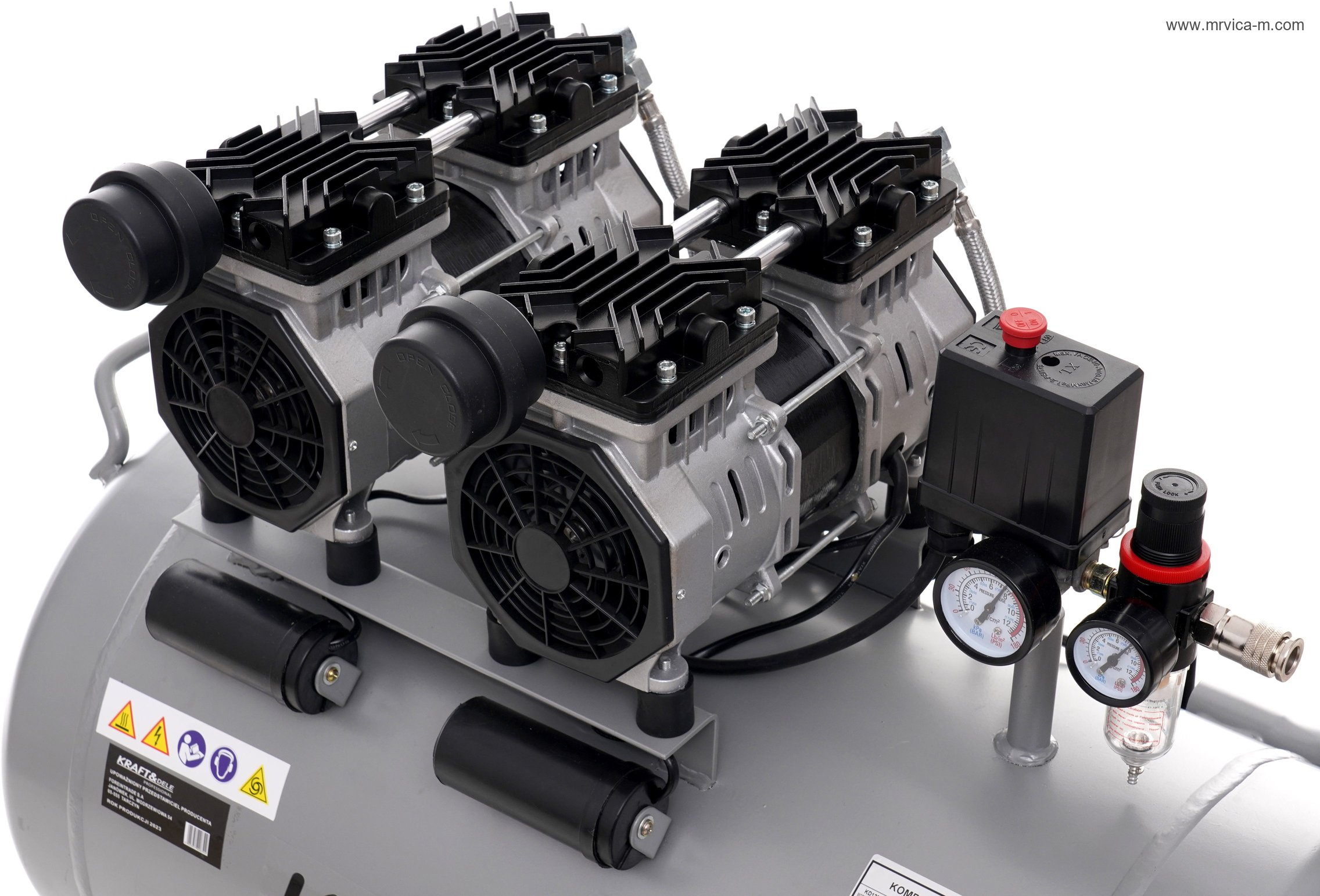 Kompresor bez ulja 100L 2x1500W KD1387 KRAFT&DELE - 2