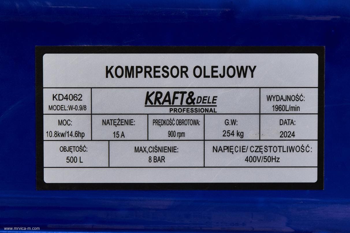 Kompresor uljni 300L 9,5kW KD1409 KRAFT&DELE - 4